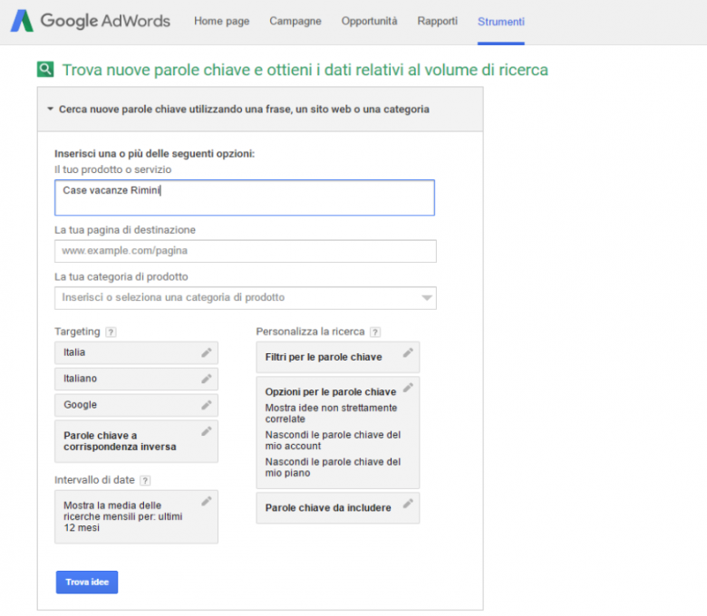 google ads case vacanze