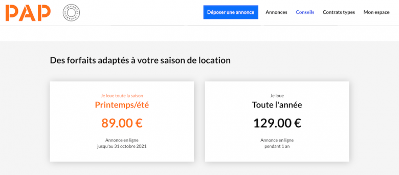 Pap Vacances forfaits et paiements