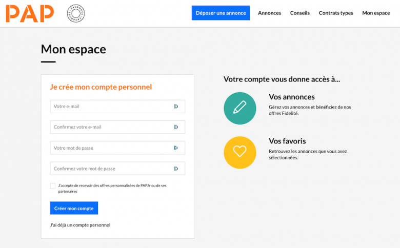 Créer un compte Pap Vacances