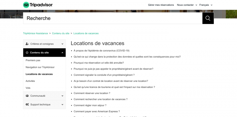 F.A.Q Tripadvisor pour les locations saisonnières