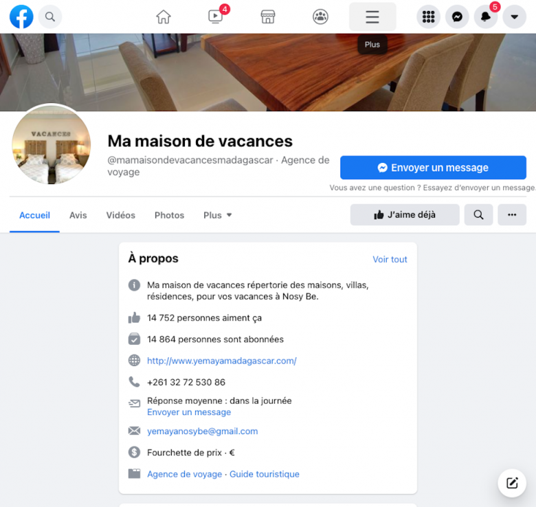Exemple de section Facebook A propos