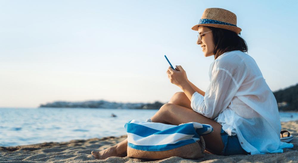 Traveler checking phone