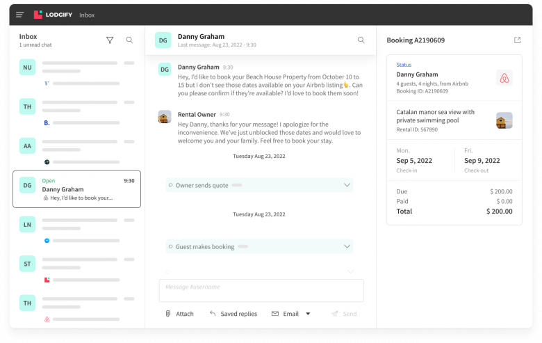 Lodgify Property Management Unified Inbox