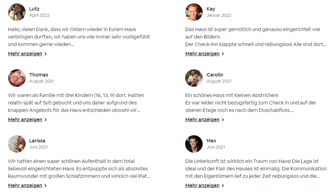 Bewertungen von Gästen