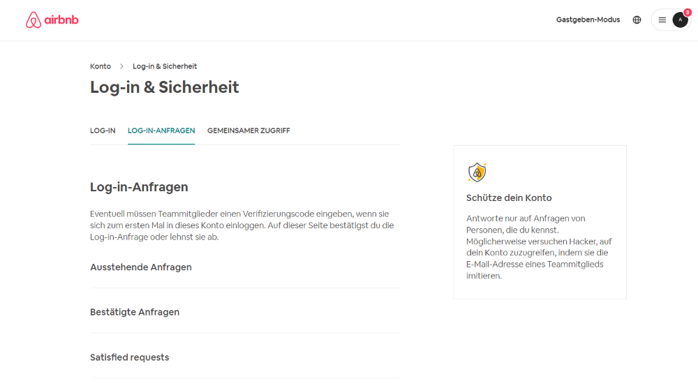 Airbnb Login Sicherheit
