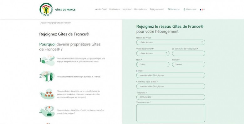 Publier annonce Gîtes de France