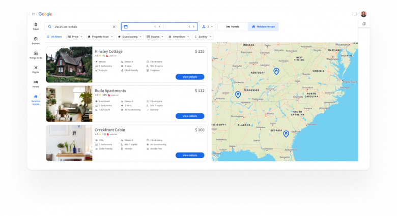 Google Vacation Rentals Listing