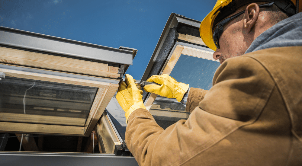 Maintenace man working on windows
