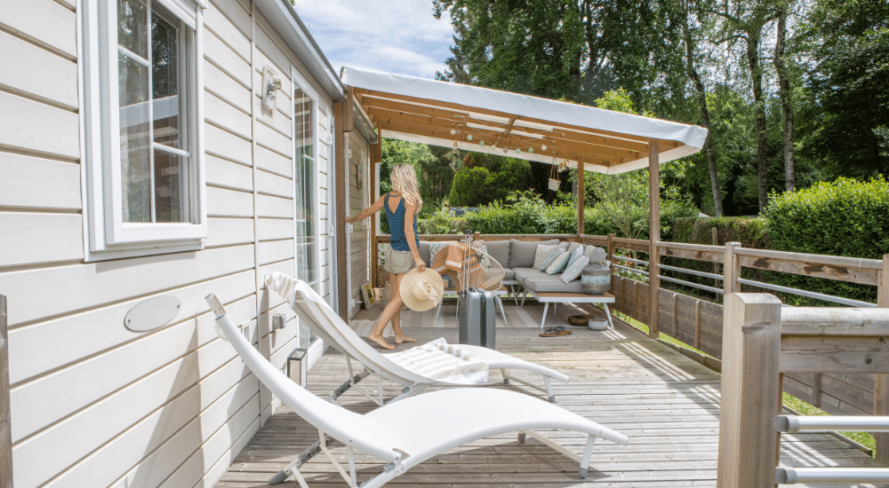 Woman on patio deck