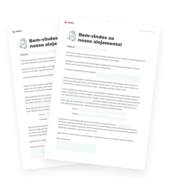 carta boas-vindas alojamento local