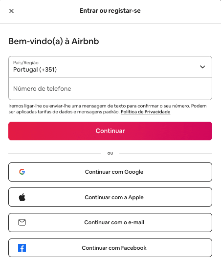 Passos para registar a sua conta de airbnb